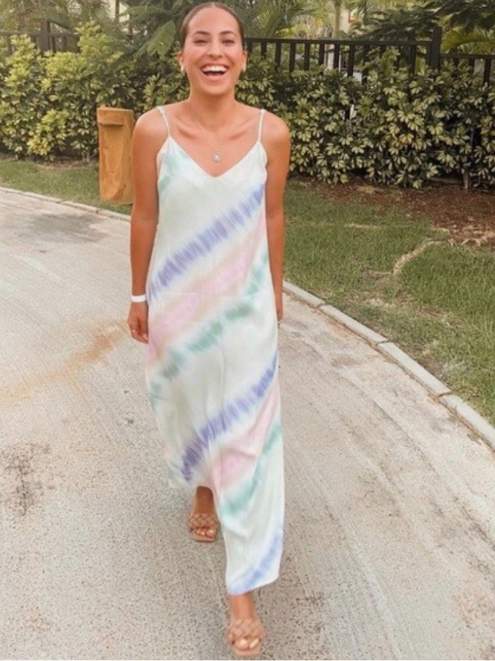 Zara Pastel Tie-Dye Slip Maxi Dress